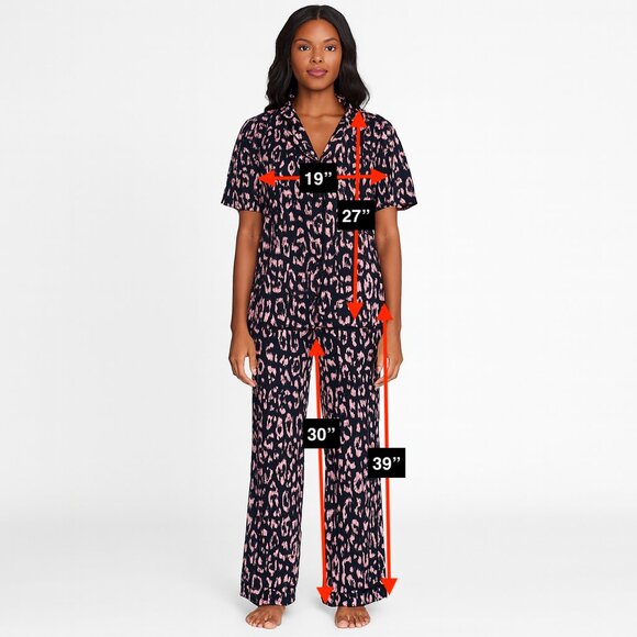 NWT Cosabella Stitch Fix PJ Pajama Lounge Set Black Pink Leopard Cheetah Large - Picture 2 of 12